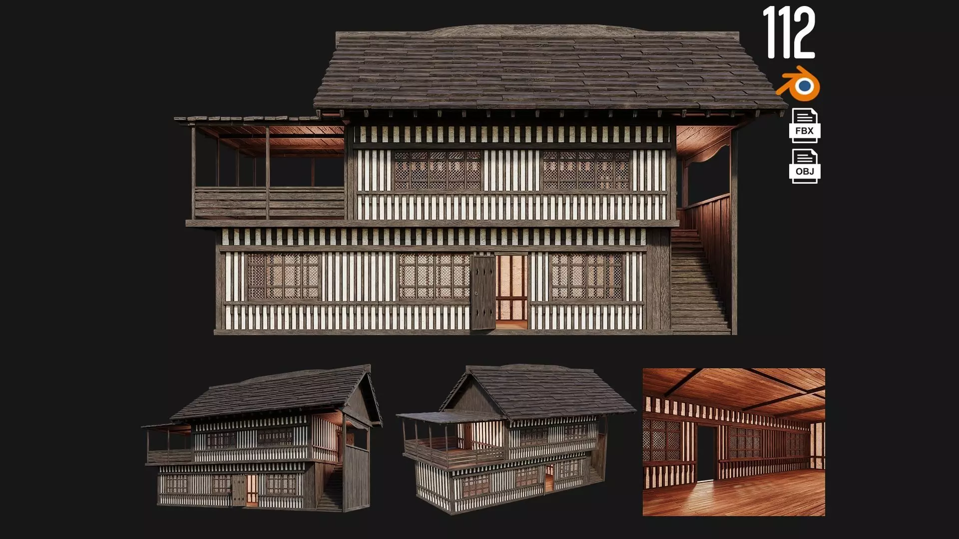 Old Medieval Building 4K Textures GameReady 112 Low-poly 3D model_0