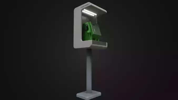 Japanese Public Phone Low-poly 3D model