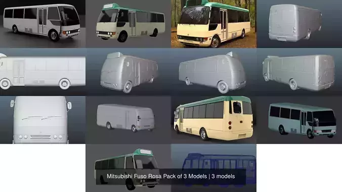 Mitsubishi Fuso Rosa Pack of 3 Models