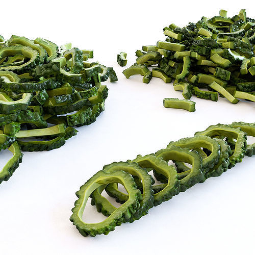 Japanese Bitter Melon - Goya - Sliced and Shredded Low-poly 3D model