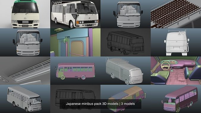 Japanese minibus pack 3D models 3D Model Collection