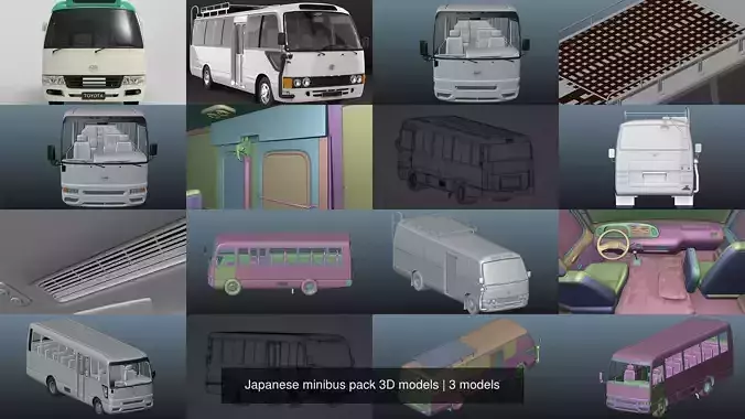Japanese minibus pack 3D models 3D Model Collection