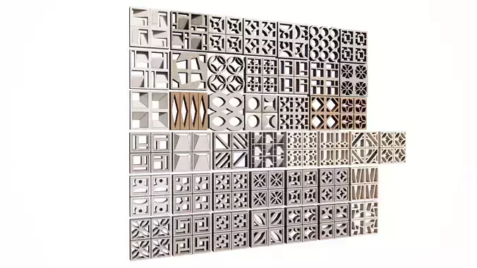 Brick Roster partitions wall 3d model 3D model