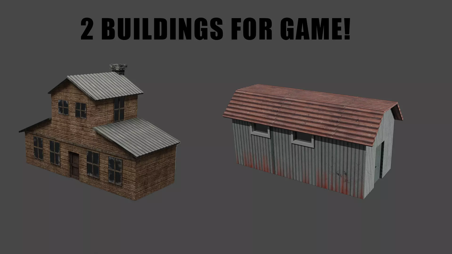 2 BUILDINGS FOR GAME  Low-poly 3D model_0