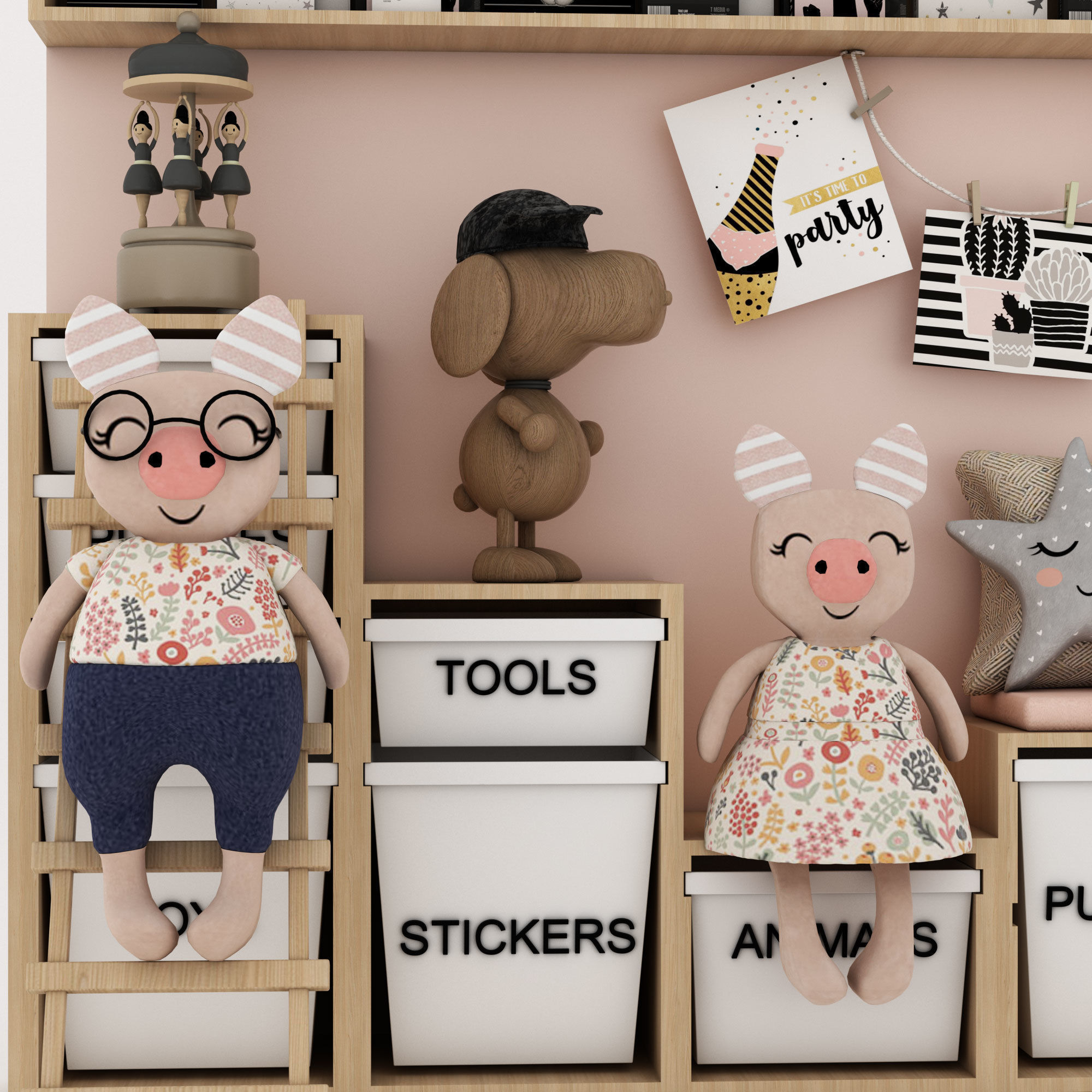 toys and furniture set Low-poly 3D model_1