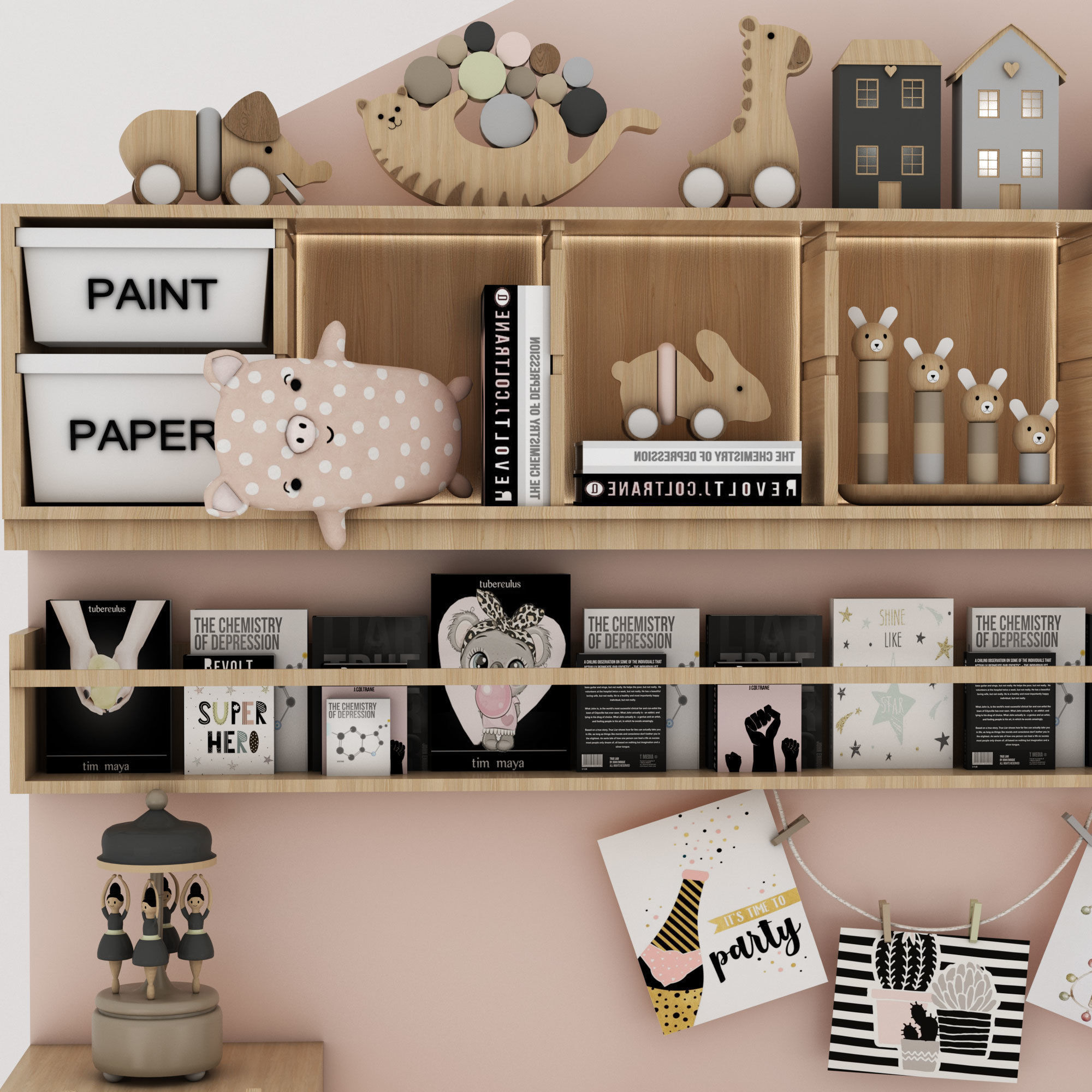 toys and furniture set Low-poly 3D model_4