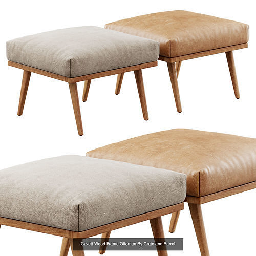 Cavett Wood Frame Furniture Collection by Crate and Barrel  3D Model Pack 5