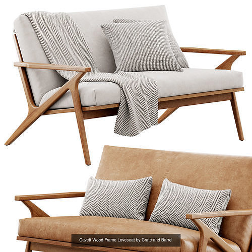Cavett Wood Frame Furniture Collection by Crate and Barrel  3D Model Pack 2