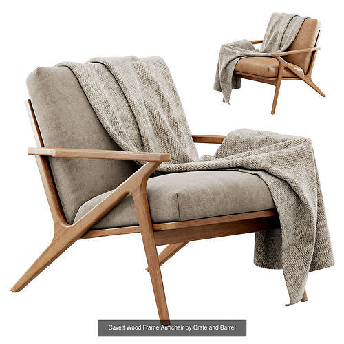 Cavett Wood Frame Furniture Collection by Crate and Barrel  3D Model Pack 4