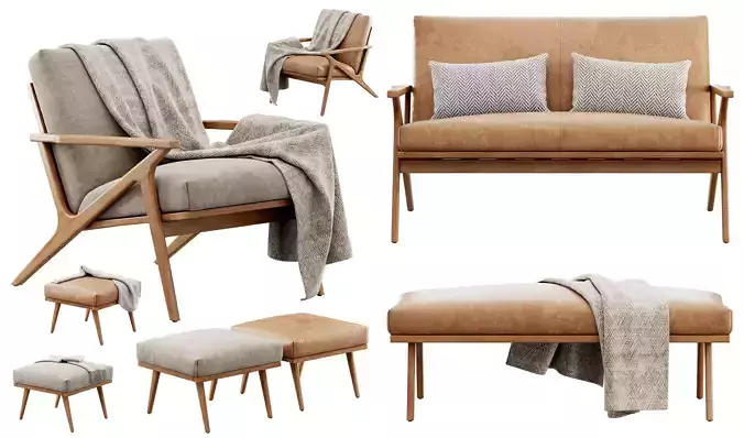 Cavett Wood Frame Furniture Collection by Crate and Barrel  