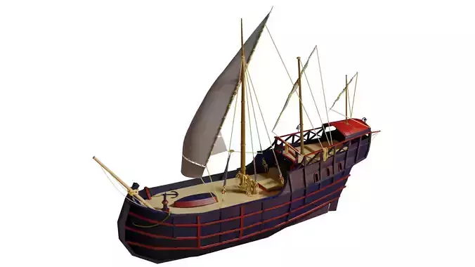 Ship 3D Model sailing boat Low-poly 3D model
