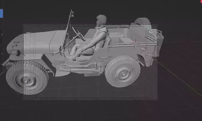 Military Leader Driven by Soldier in a Willys Jeep Free Free 3D print model