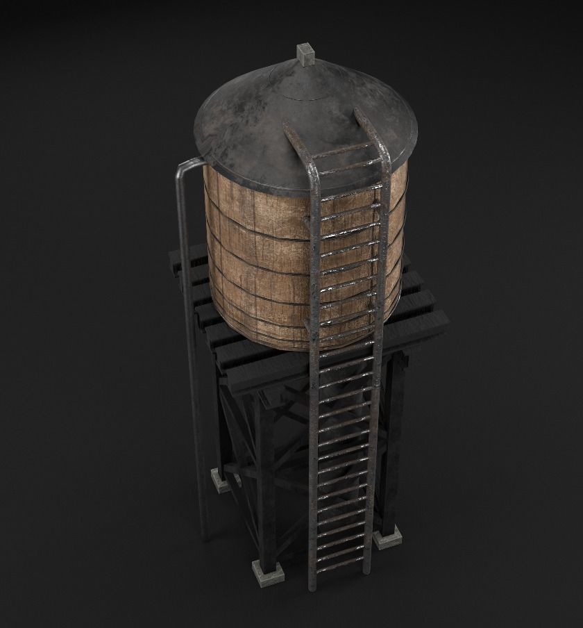 reservoir 3d model PBR water tower Low-poly 3D model_9