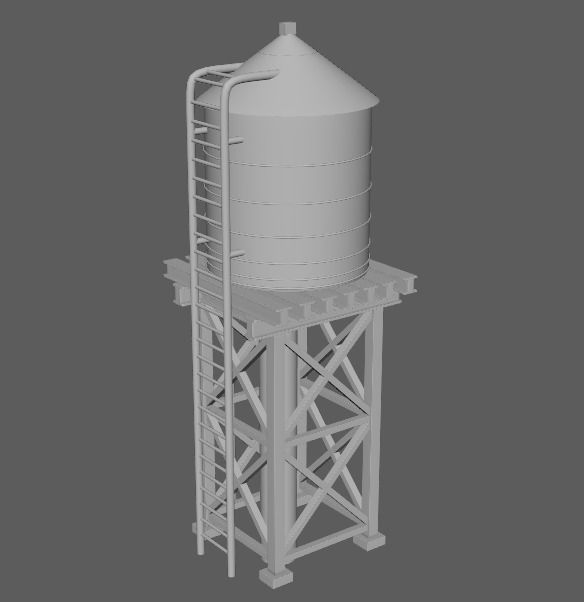 reservoir 3d model PBR water tower Low-poly 3D model_12