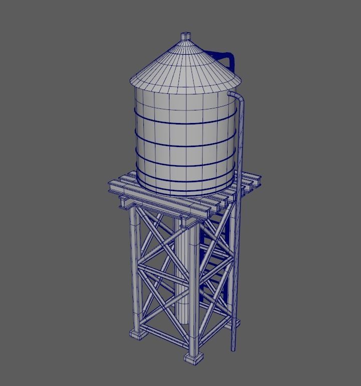 reservoir 3d model PBR water tower Low-poly 3D model_23