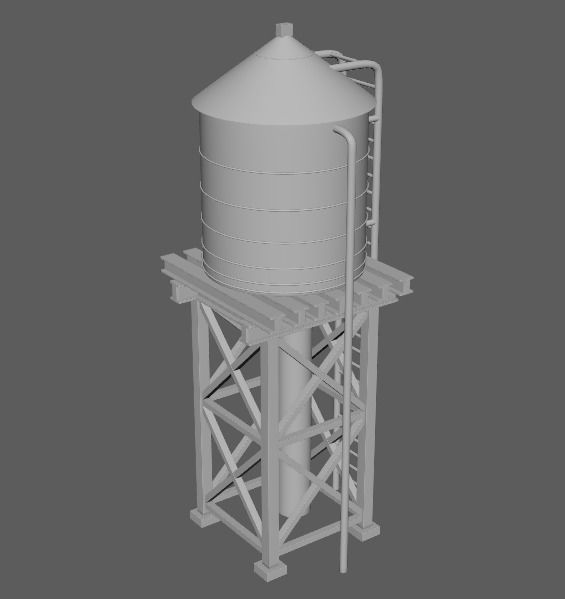 reservoir 3d model PBR water tower Low-poly 3D model_16