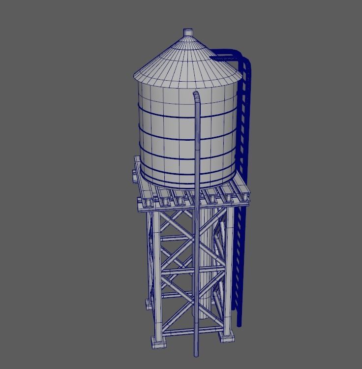 reservoir 3d model PBR water tower Low-poly 3D model_24