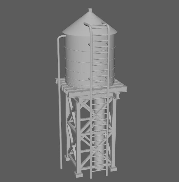 reservoir 3d model PBR water tower Low-poly 3D model_11