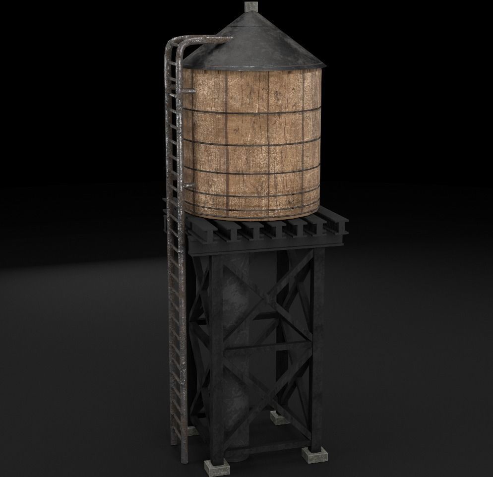 reservoir 3d model PBR water tower Low-poly 3D model_1