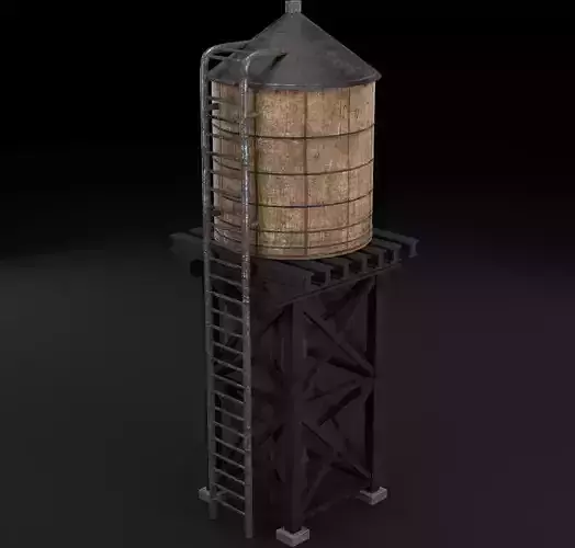 reservoir 3d model PBR water tower Low-poly 3D model