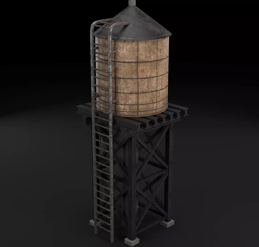 reservoir 3d model PBR water tower Low-poly 3D model_0