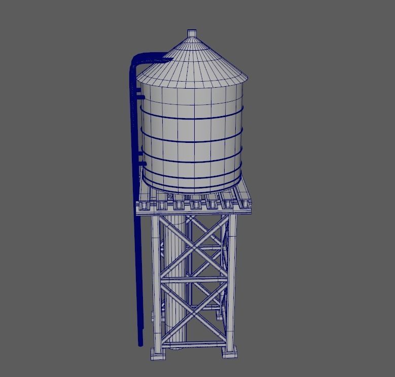 reservoir 3d model PBR water tower Low-poly 3D model_20