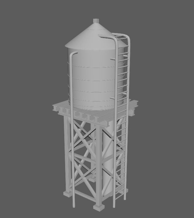 reservoir 3d model PBR water tower Low-poly 3D model_17