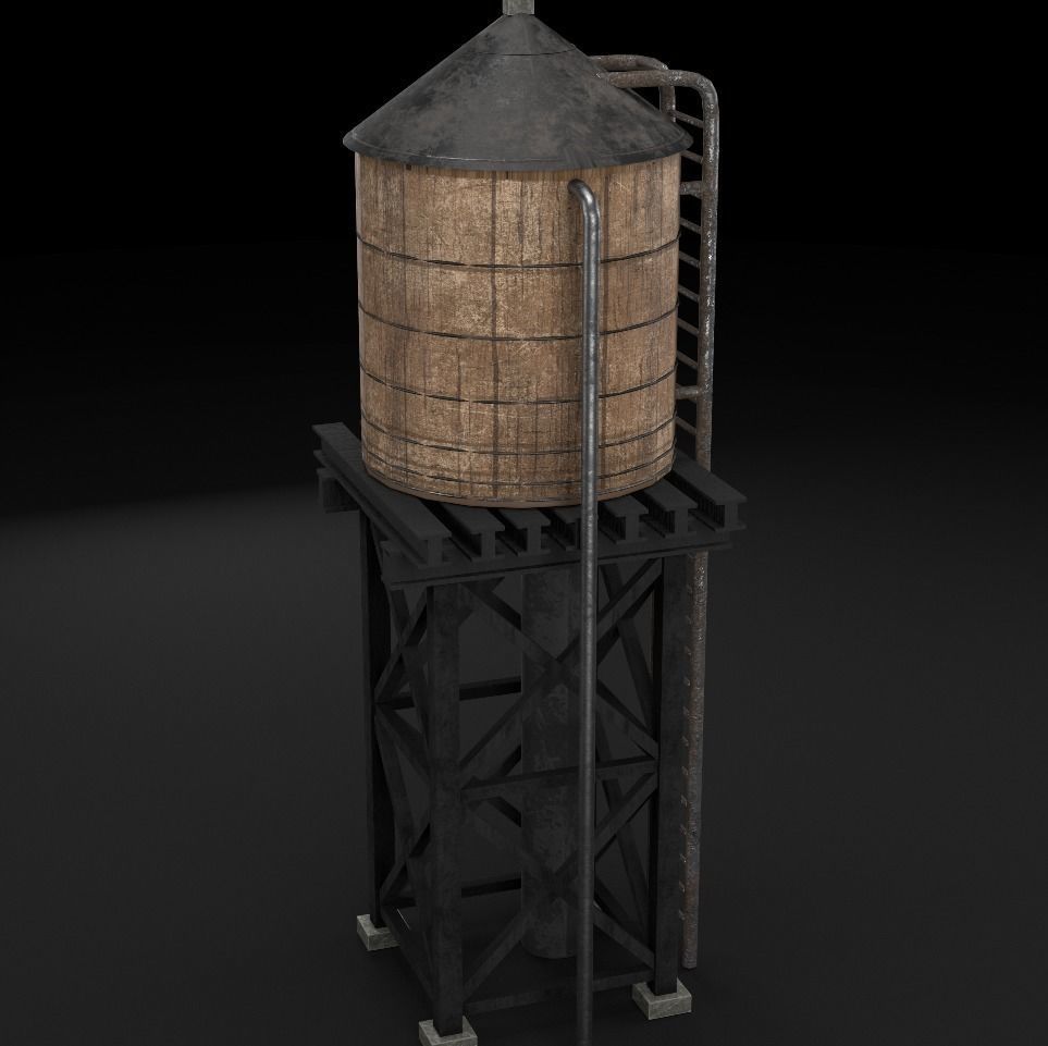 reservoir 3d model PBR water tower Low-poly 3D model_6