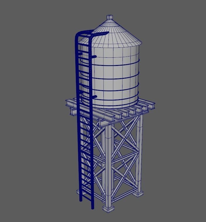 reservoir 3d model PBR water tower Low-poly 3D model_19