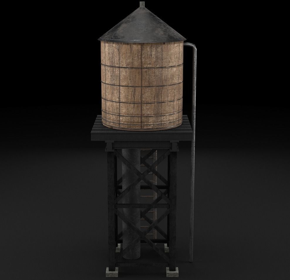 reservoir 3d model PBR water tower Low-poly 3D model_4