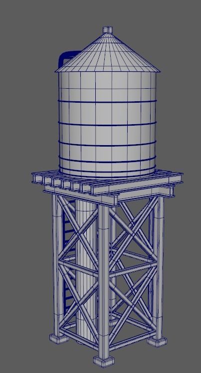 reservoir 3d model PBR water tower Low-poly 3D model_21