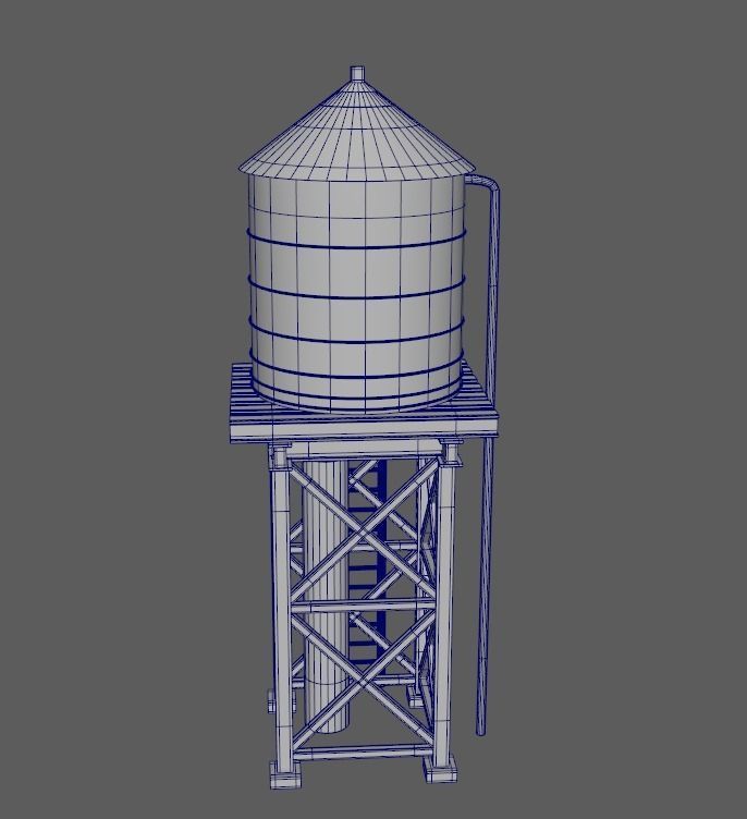 reservoir 3d model PBR water tower Low-poly 3D model_22