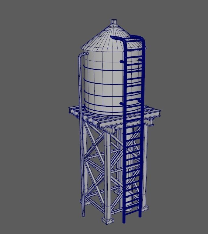 reservoir 3d model PBR water tower Low-poly 3D model_18