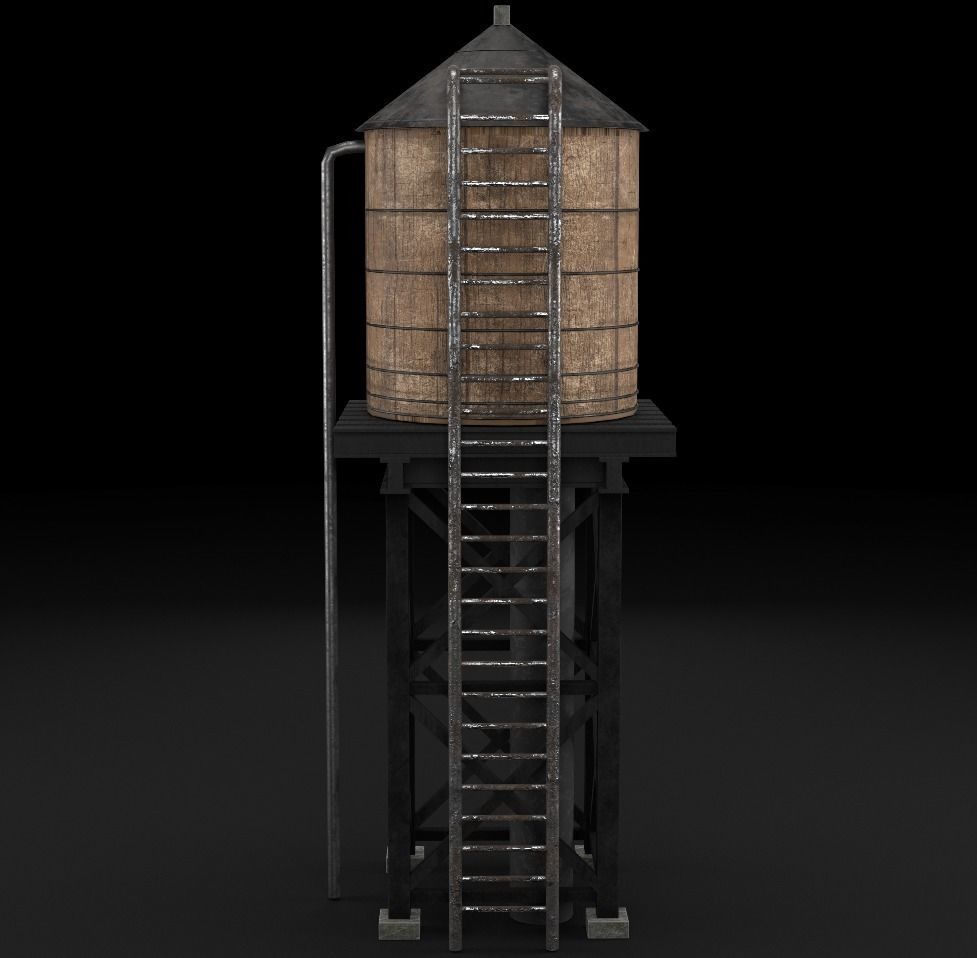reservoir 3d model PBR water tower Low-poly 3D model_8