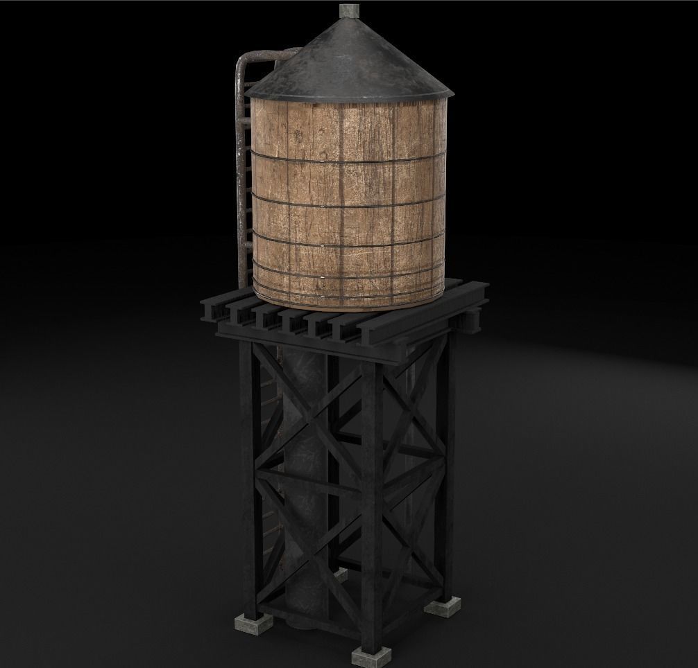 reservoir 3d model PBR water tower Low-poly 3D model_2