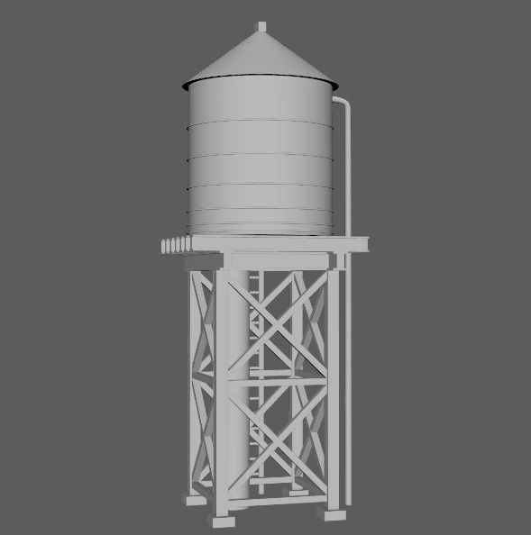 reservoir 3d model PBR water tower Low-poly 3D model_14