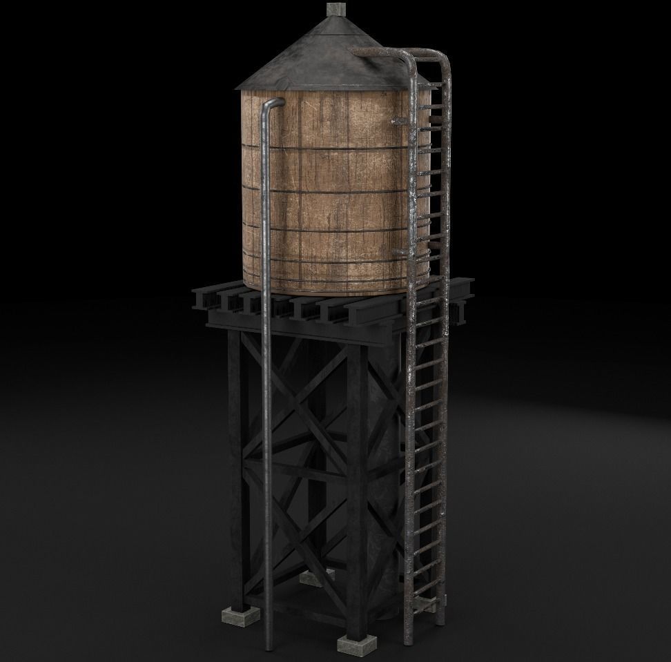 reservoir 3d model PBR water tower Low-poly 3D model_7