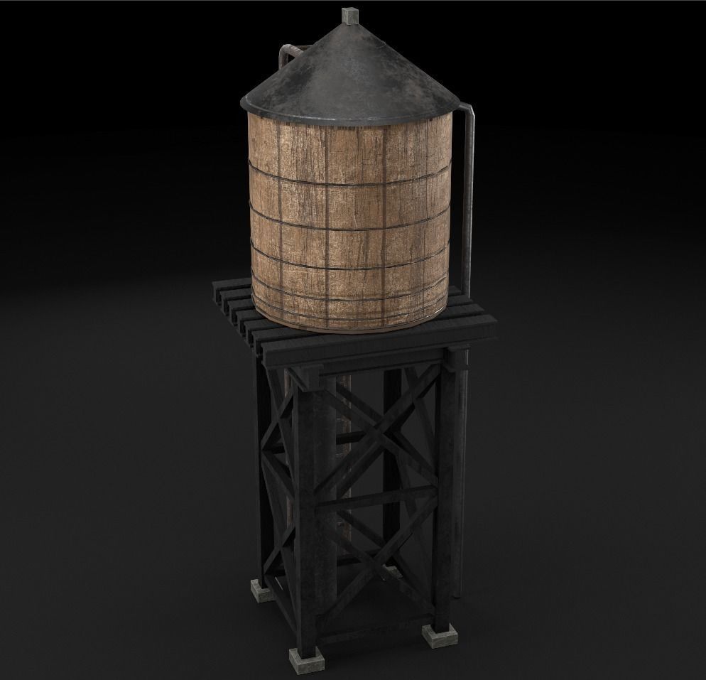 reservoir 3d model PBR water tower Low-poly 3D model_3