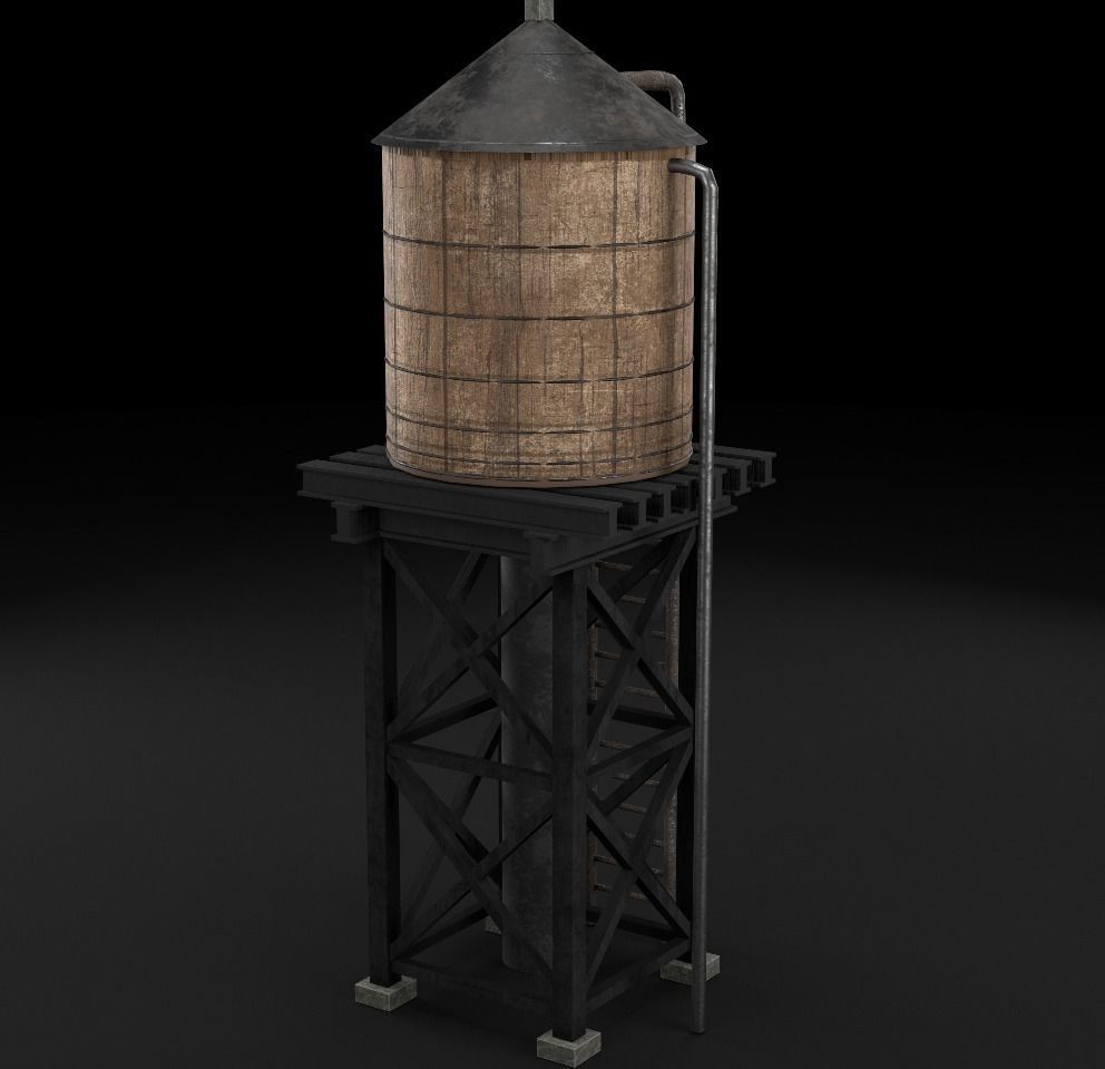reservoir 3d model PBR water tower Low-poly 3D model_5