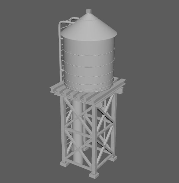 reservoir 3d model PBR water tower Low-poly 3D model_13