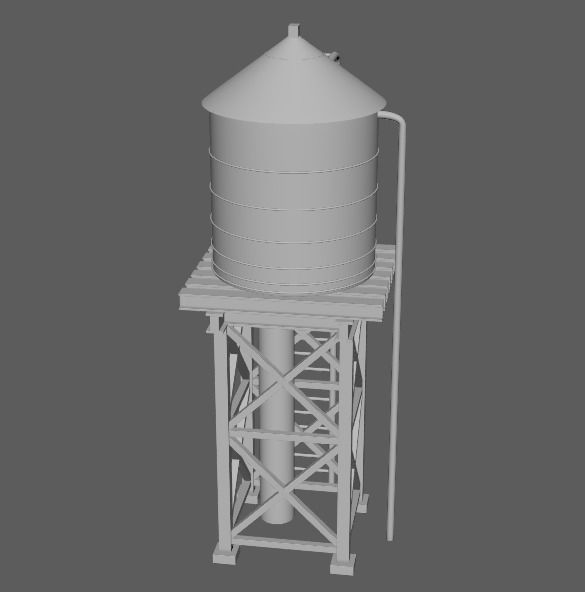 reservoir 3d model PBR water tower Low-poly 3D model_15