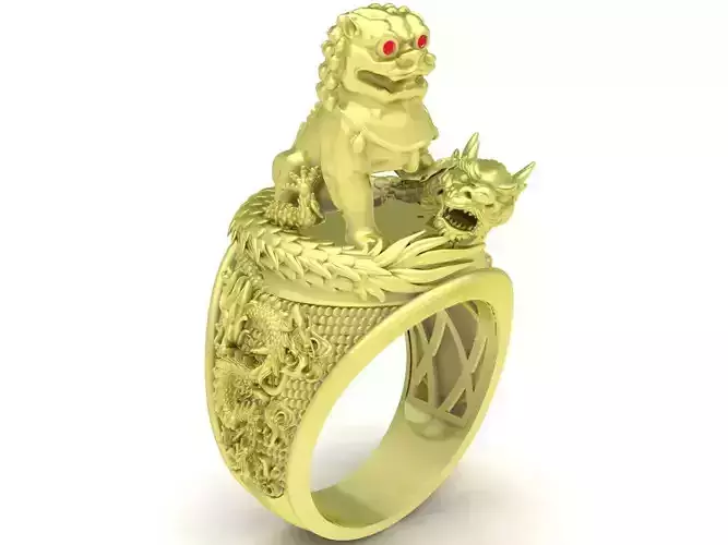 Luxury Pixiu Dragon Pattern Statement Ring for Men 3740 3D print model