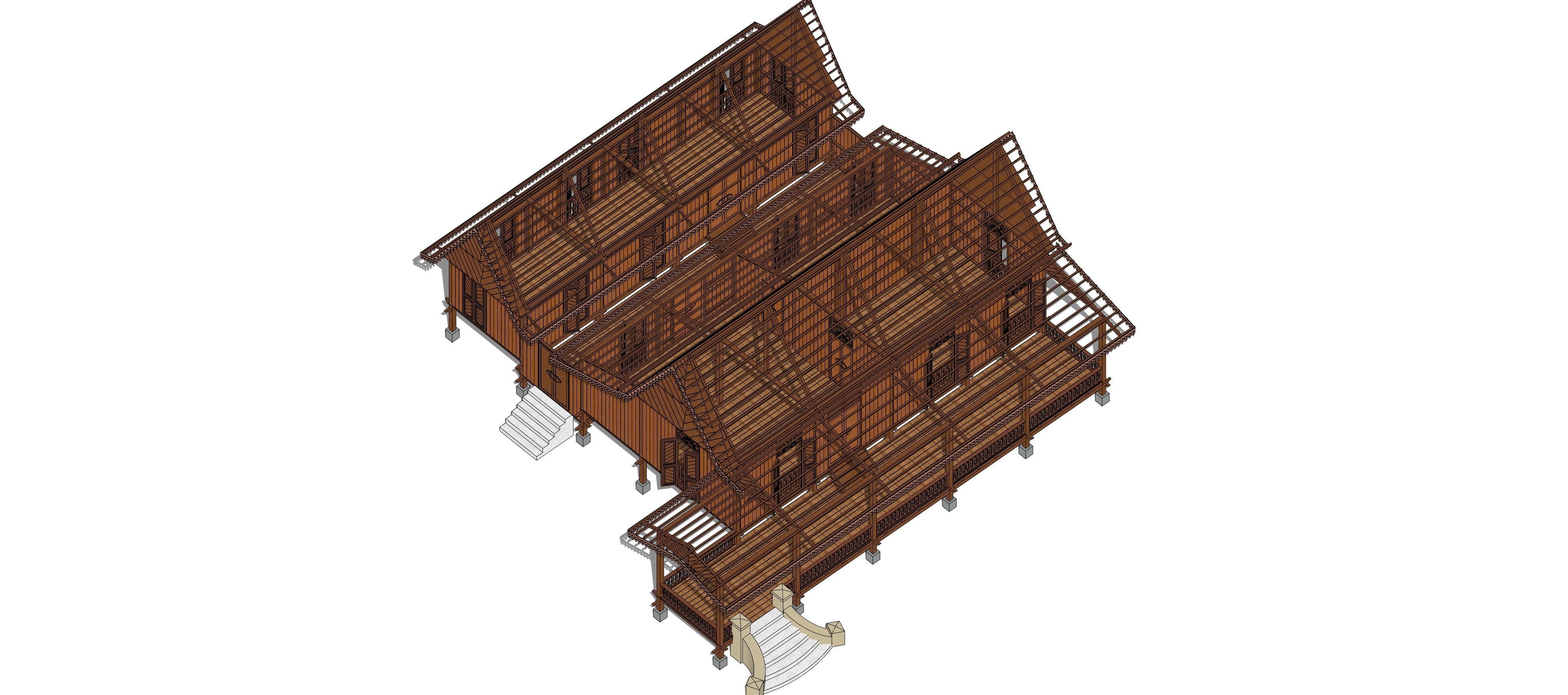 Rumah Melayu Melaka Malay Heritage House 3D model_5