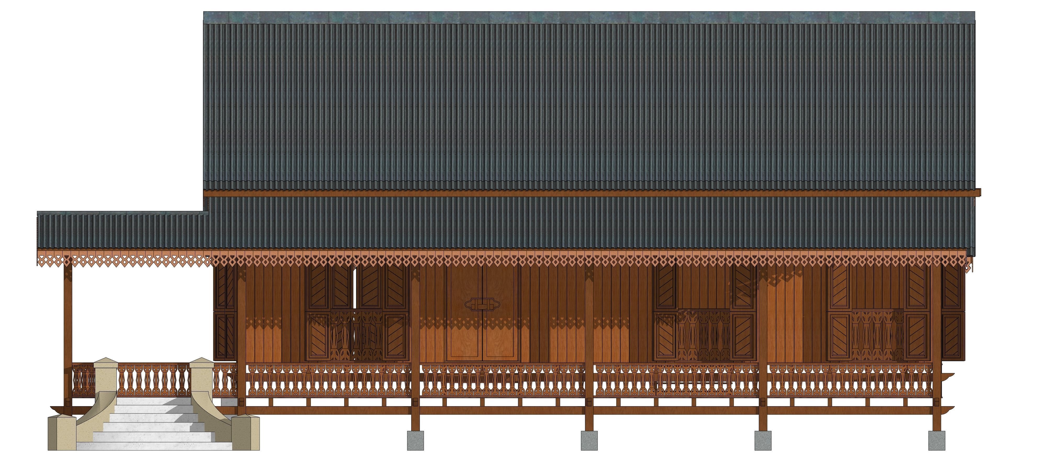 Rumah Melayu Melaka Malay Heritage House 3D model_2