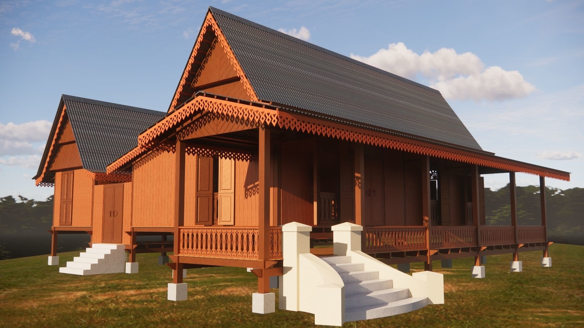 Rumah Melayu Melaka Malay Heritage House 3D model_7