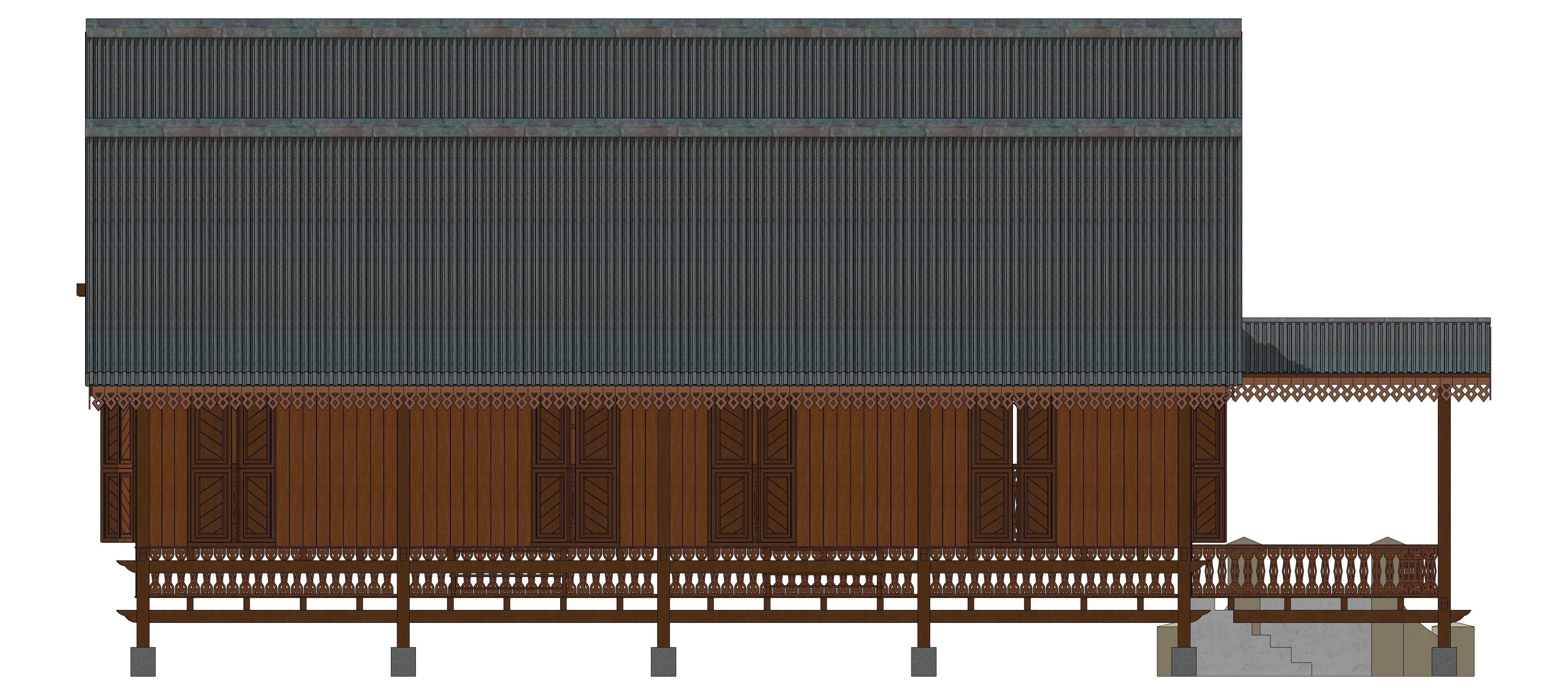 Rumah Melayu Melaka Malay Heritage House 3D model_14