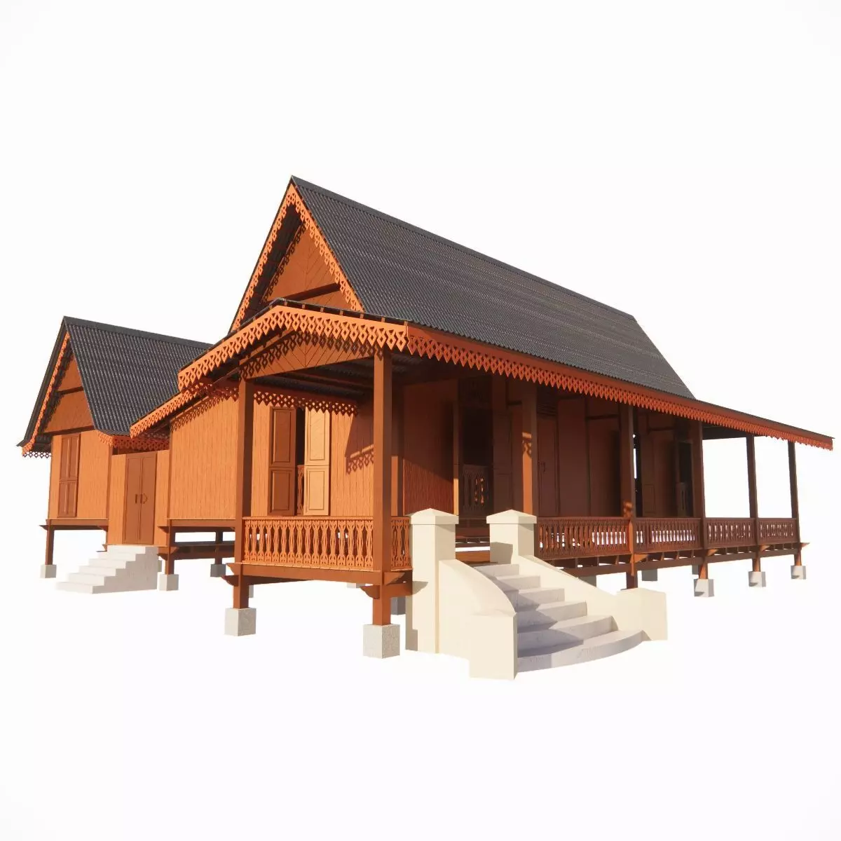 Rumah Melayu Melaka Malay Heritage House 3D model_0