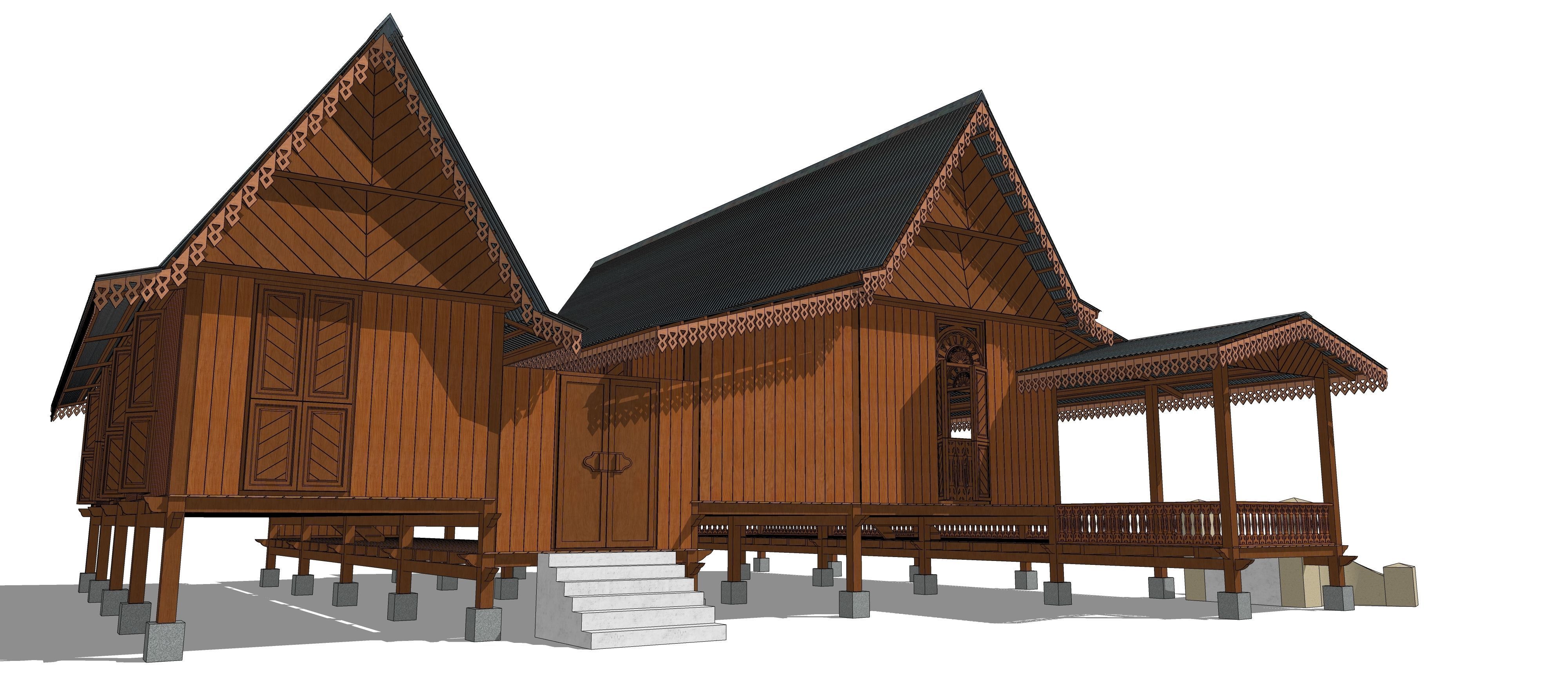 Rumah Melayu Melaka Malay Heritage House 3D model_4