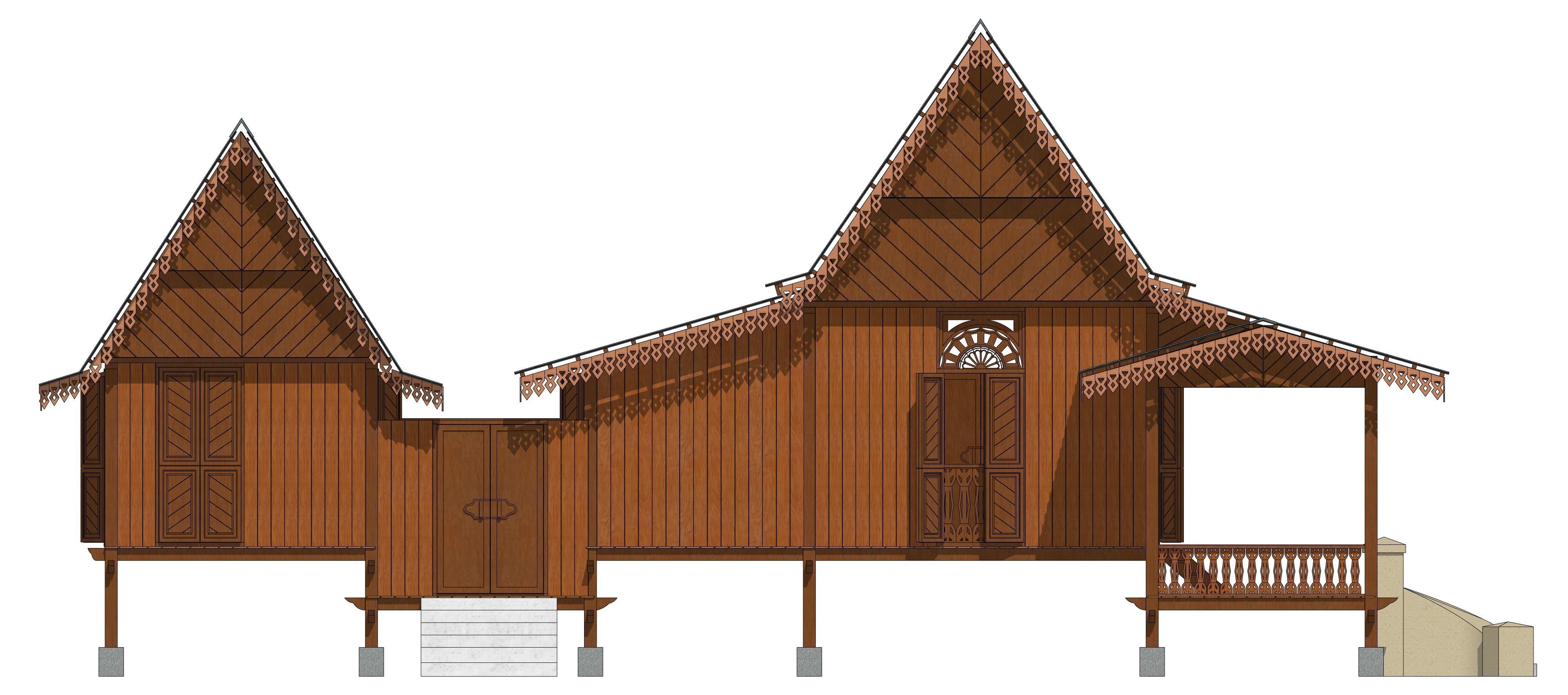 Rumah Melayu Melaka Malay Heritage House 3D model_15