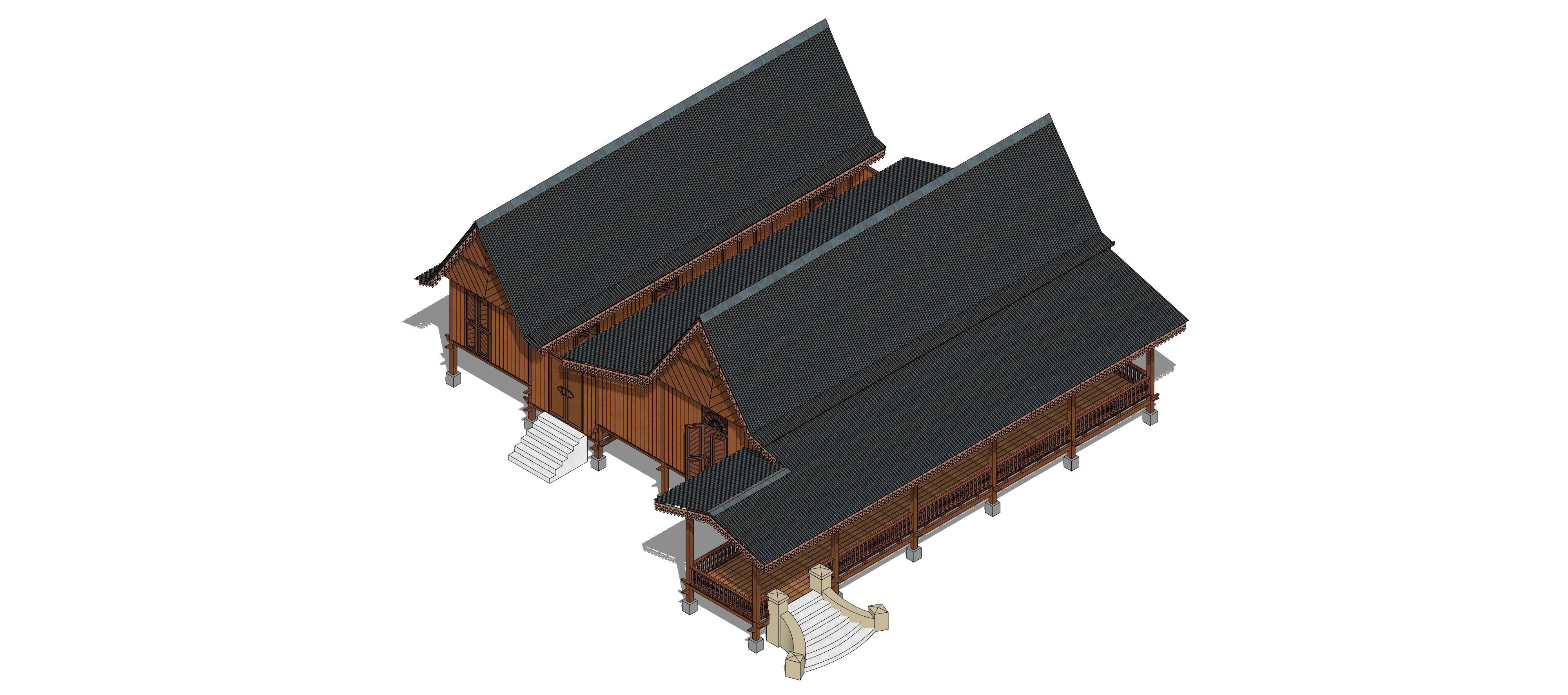 Rumah Melayu Melaka Malay Heritage House 3D model_17